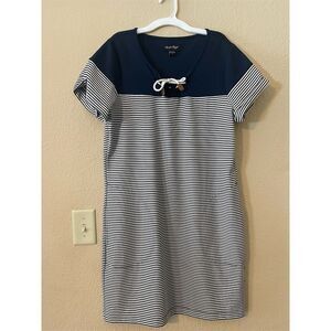 Charlie Paige Women's Striped T-Shirt Dress Navy & White Size L Casual